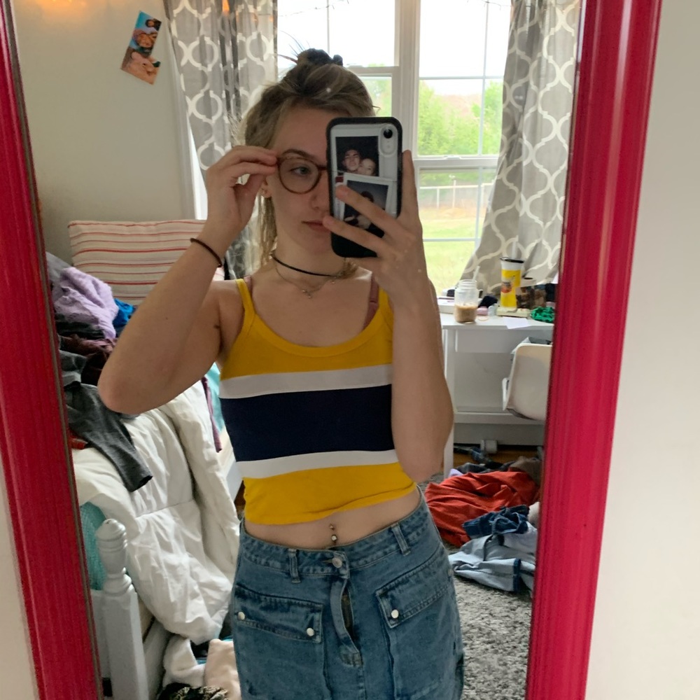 striped cropped tank